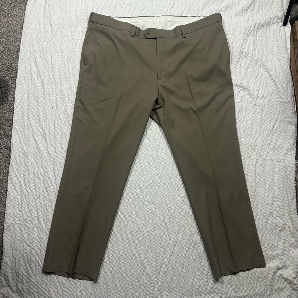 DXL GS Perfect Fit Olive Green Pleated Dress Pants Men's 44 x 30